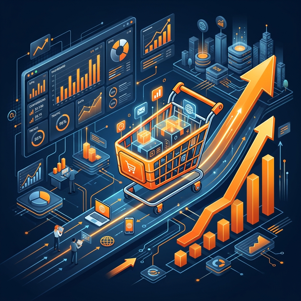 Ilustração sobre trafego pago para ecommerce